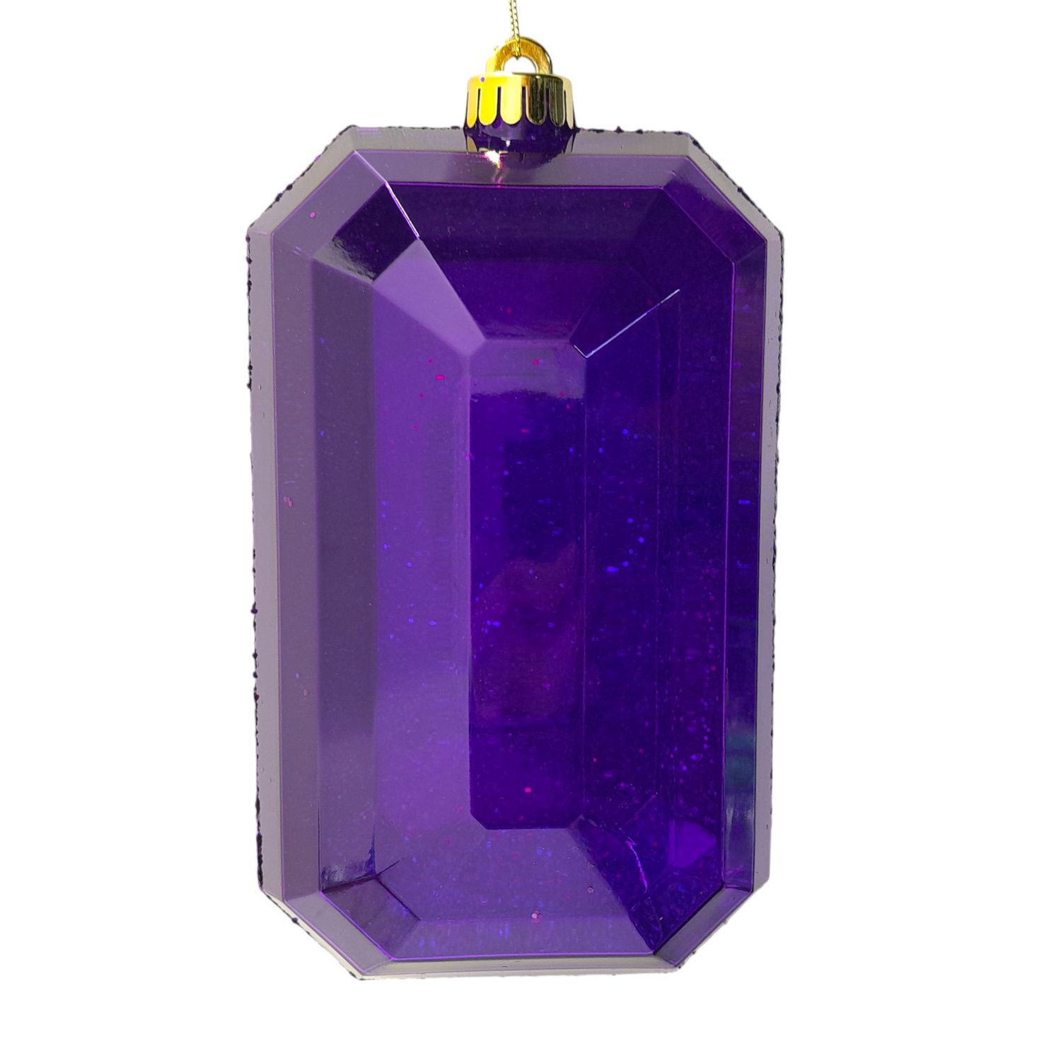 5&quot;x8&quot; Laser Glitter Rectangle Gem Ornament Purple