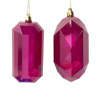 5.25&quot; Glitter Gem Ornament Fuchsia Assorted