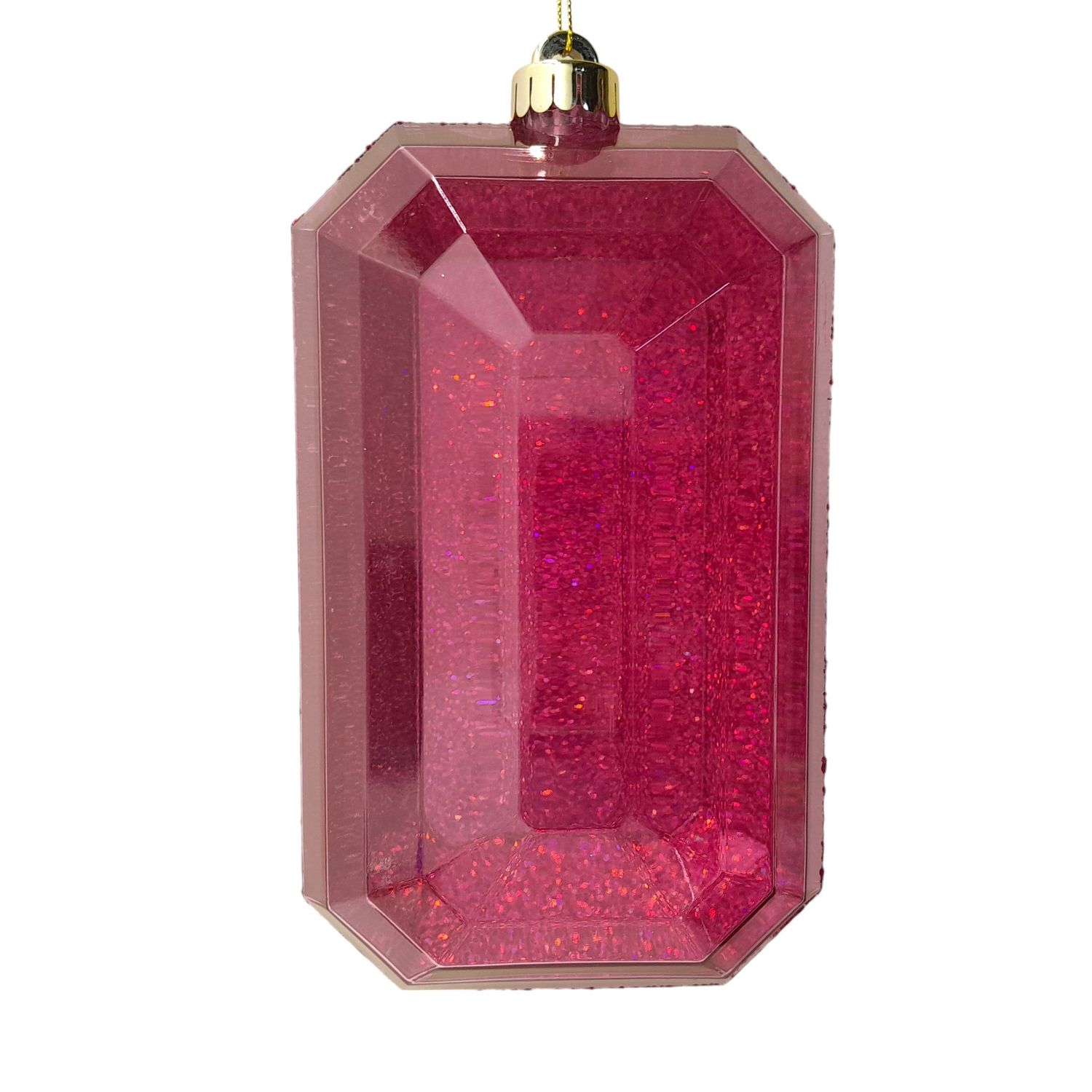 5&quot;x8&quot; Laser Glitter Rectangle Gem Ornament Fuchsia