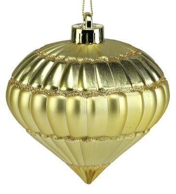 120mm Glitter Layer Ribbed Onion Ornament Matte/Shiny  Gold