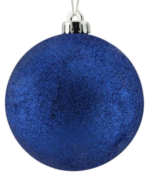 200mm Glittered Ball Ornament Royal Blue