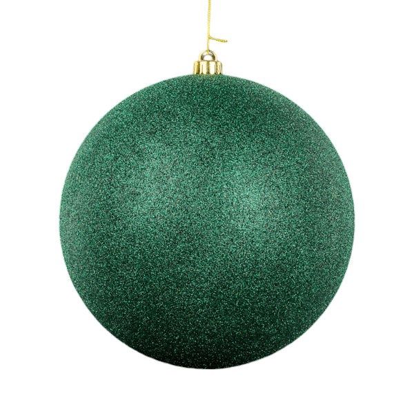 250mm Glittered Ball Ornament Hunter Green