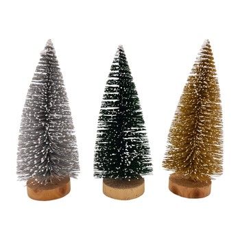 7&quot; Snowy Glittered Bristle Brush Christmas Tree Assorted