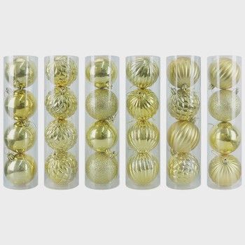 4pc 7cm Ornaments Light Gold Assorted