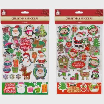 4 Sheet Christmas Stickers Assorted