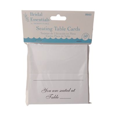 50pc 3.87&quot;x2&quot; Seating Table Cards White