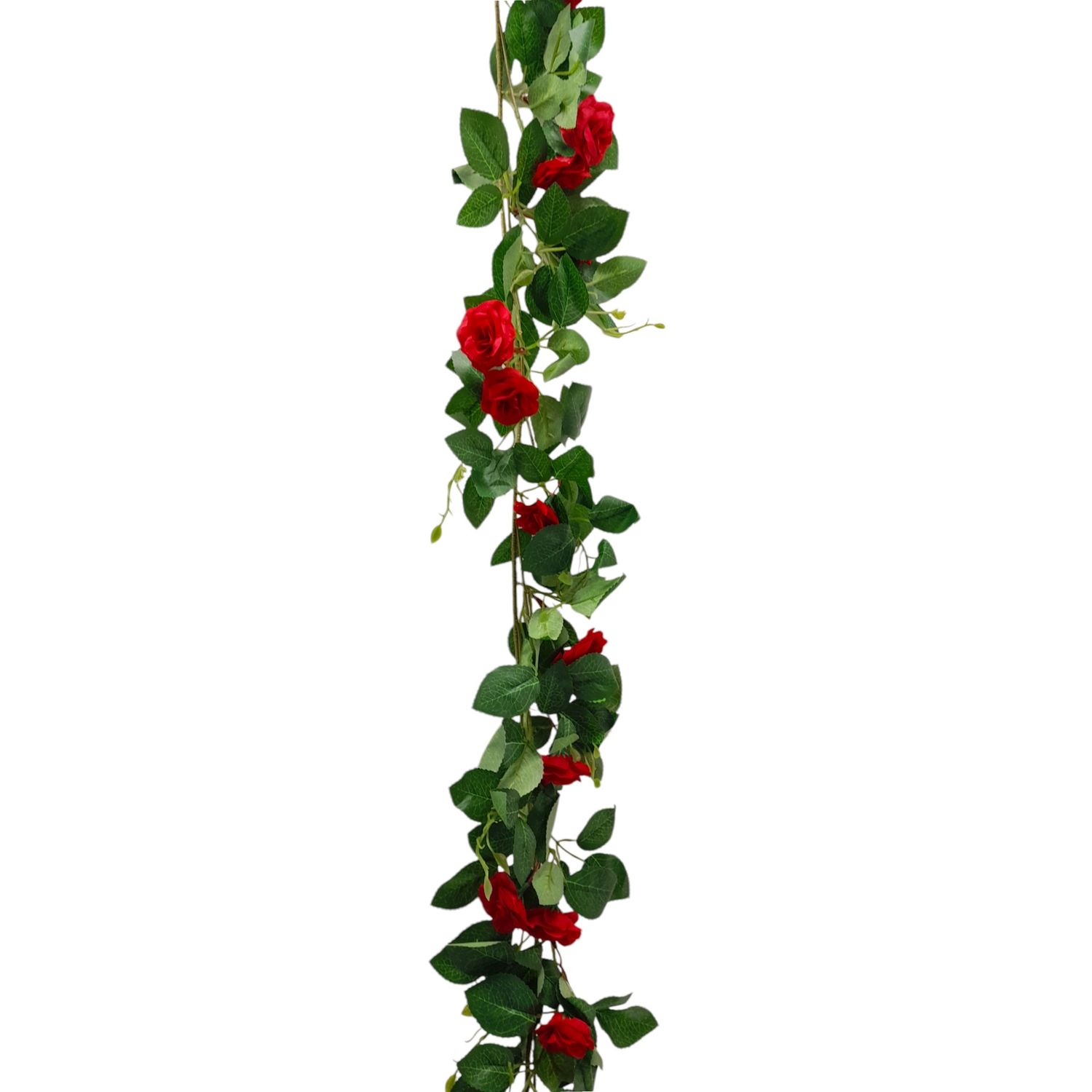 70&quot; Rose Garland w/2&quot; Roses Red