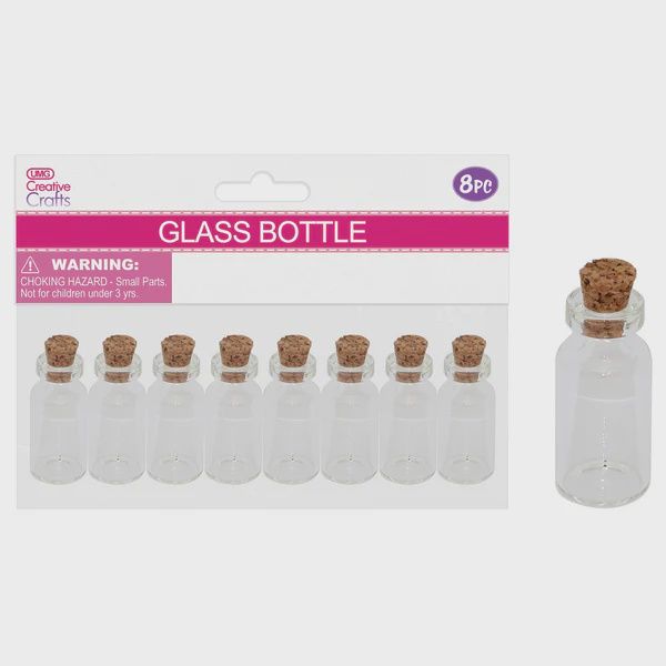 8pc 0.63&quot;x1.4&quot; Glass Bottles w/Cork