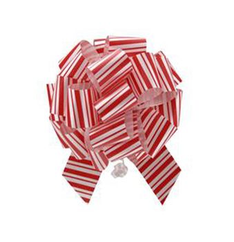 Pull Bow 5.5&quot;x20 Loops Peppermint Striped Red/White (1-1/4&quot; Ribbon)