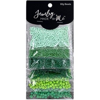 60g Round Beads Green Mix