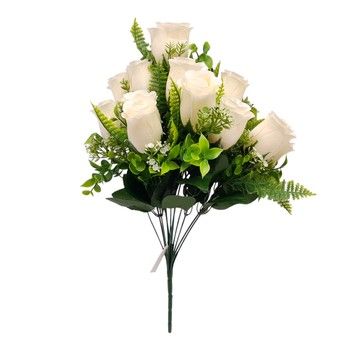 18&quot; Rosebud Bush x12 w/2&quot;x2.5&quot; Heads Cream