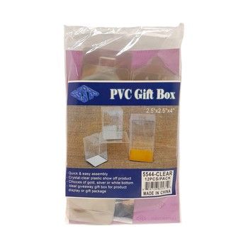 12pc 2.5&quot;x2.5&quot;x4&quot; PVC Gift Box Clear