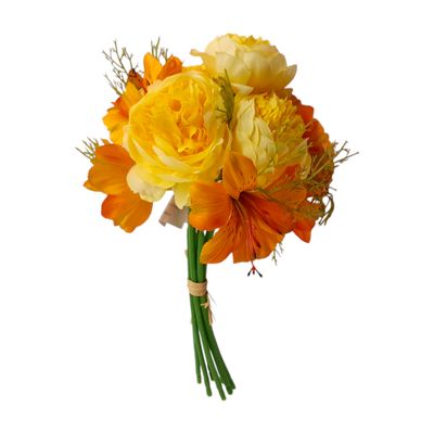 10&quot; Ranunculus/Alstroemeria Bundle x7 Orange/Yellow