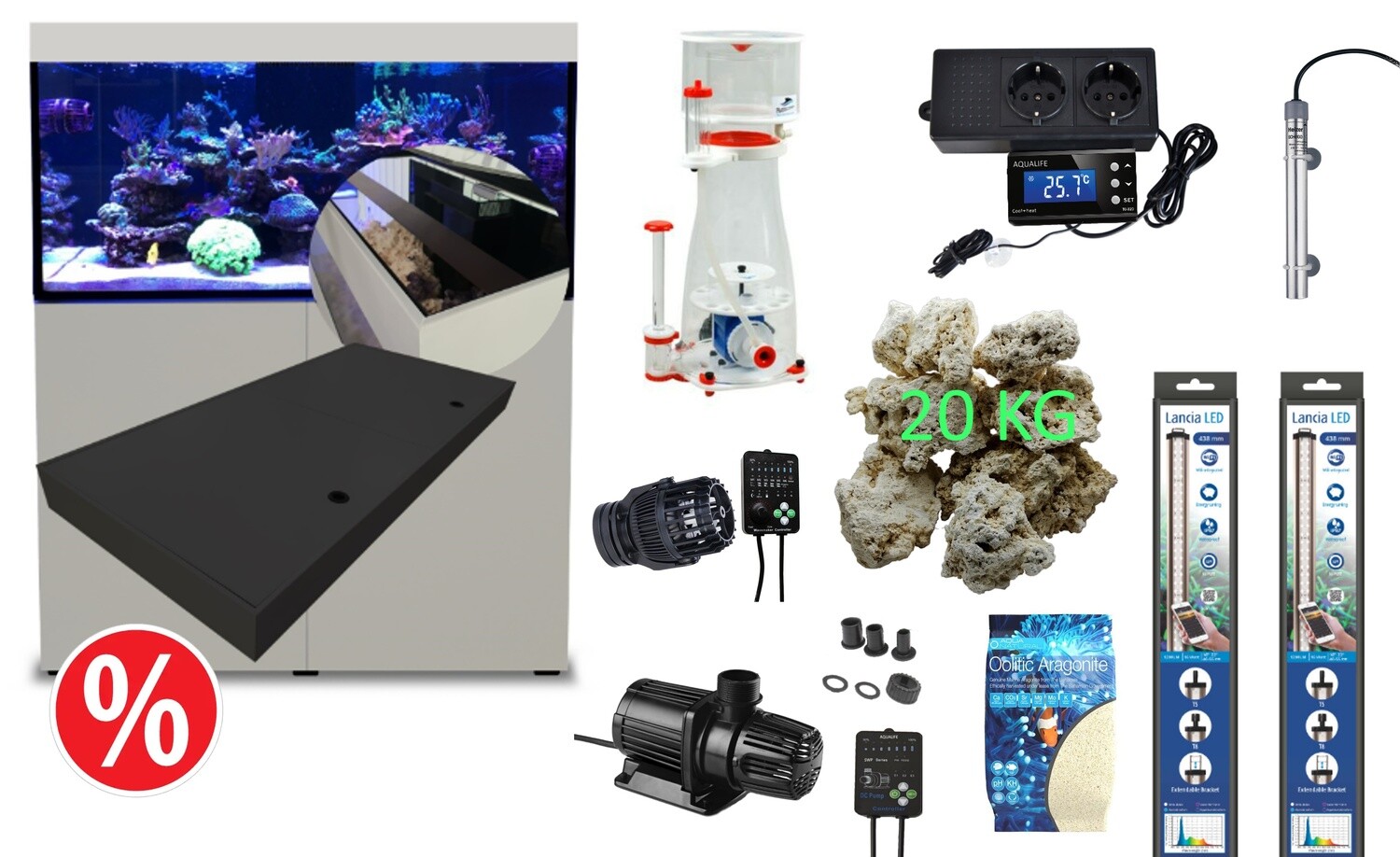 PROMO! AMPHICULLA 350 + LICHTKAP COMPLEET MET ALLE TECHNIEKEN EN INRICHTING