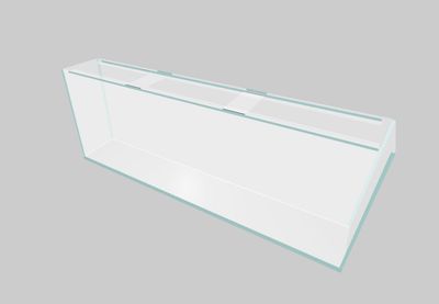 Volglas 200x33x75 cm,  12 mm glasdikte, transparant silicone, geslepen glas , OPTIWHITE