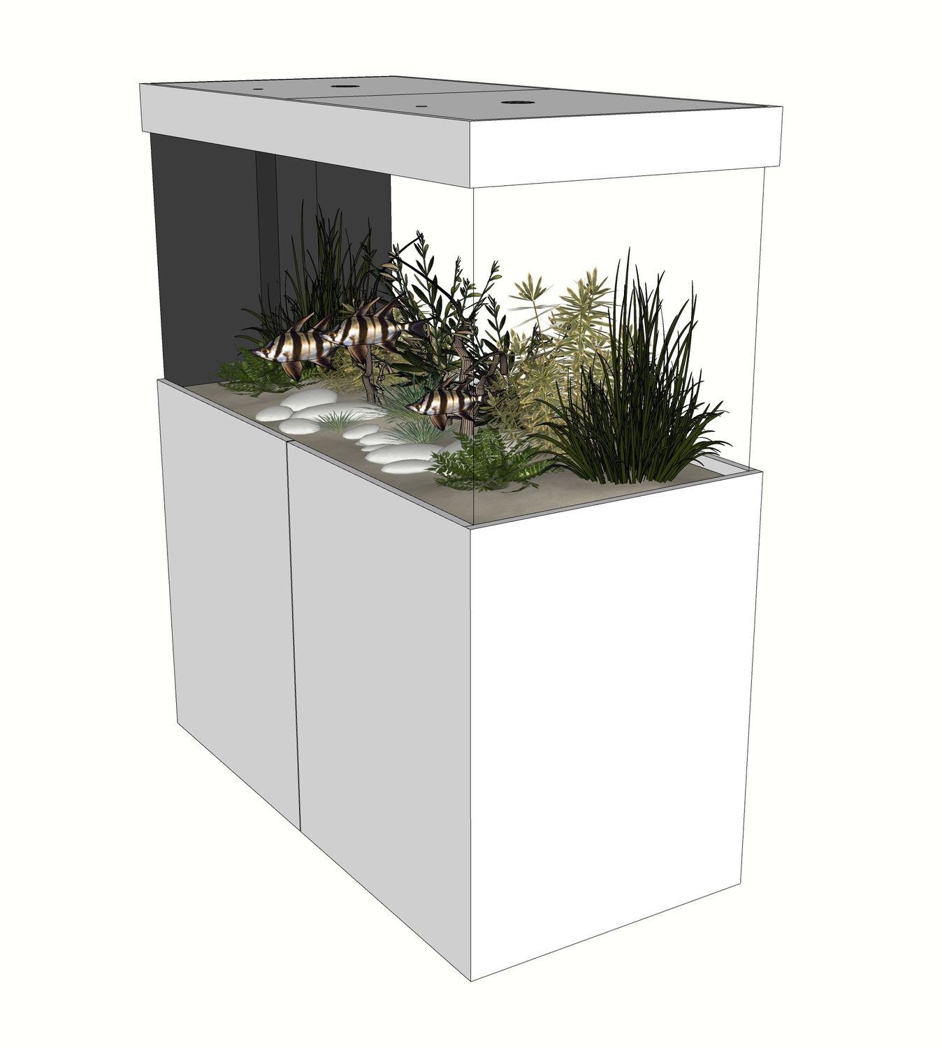 Aqualife Modern Line 'ROOM DIVIDER' 130x60x70/150 cm (aquarium + meubel)
