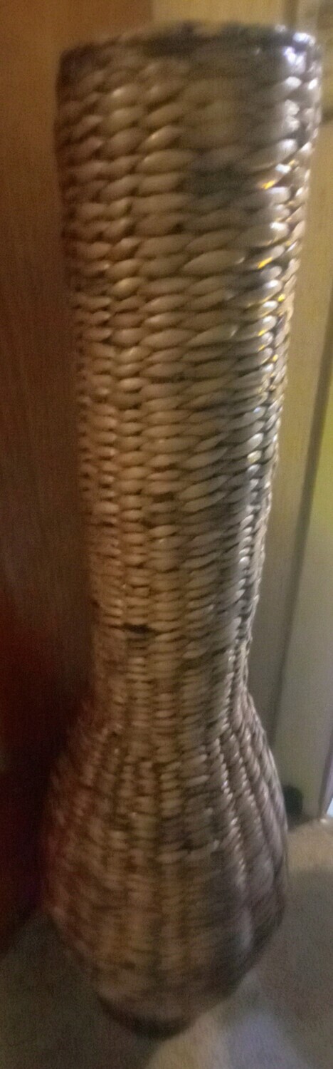 Tall wicker floor vase