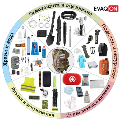 Evaqon Protection Deluxe Personal Survival Kit for Earthquakes, Fires, Floods, Wars, Disasters