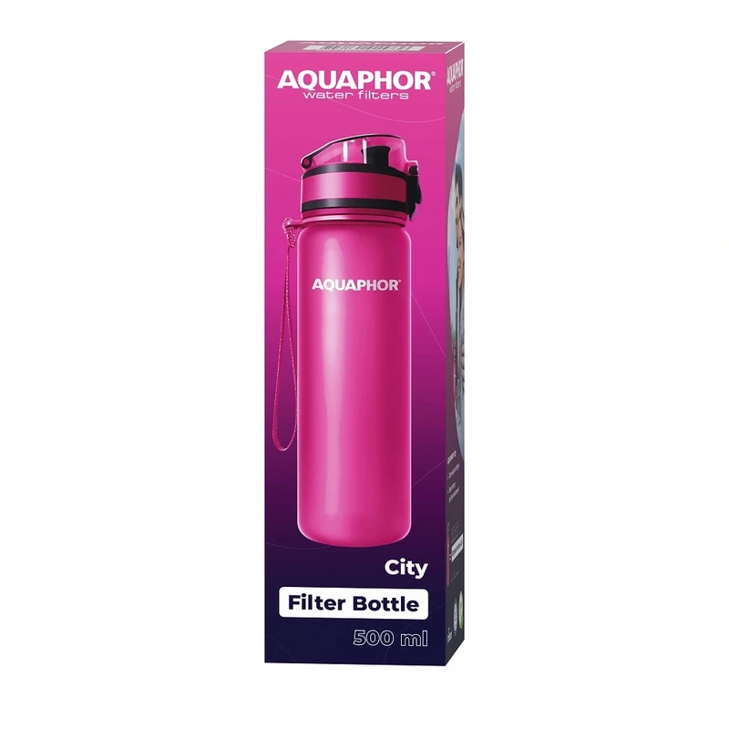 Филтрираща бутилка „AQUAPHOR City“ с филтър за 150 литра, 500 ml. Розова