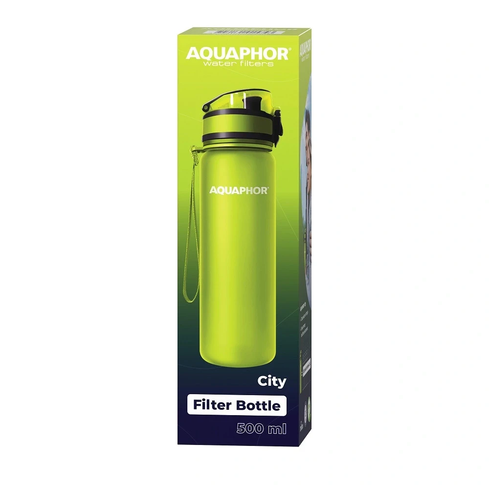 Филтрираща бутилка „AQUAPHOR City“ с филтър за 150 литра, 500 ml. Зелена