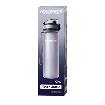 Филтрираща бутилка „AQUAPHOR City“ с филтър за 150 литра, 500 ml. Сива