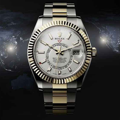 ROLEX Luxury Watch sky dweller two tone white dial 533