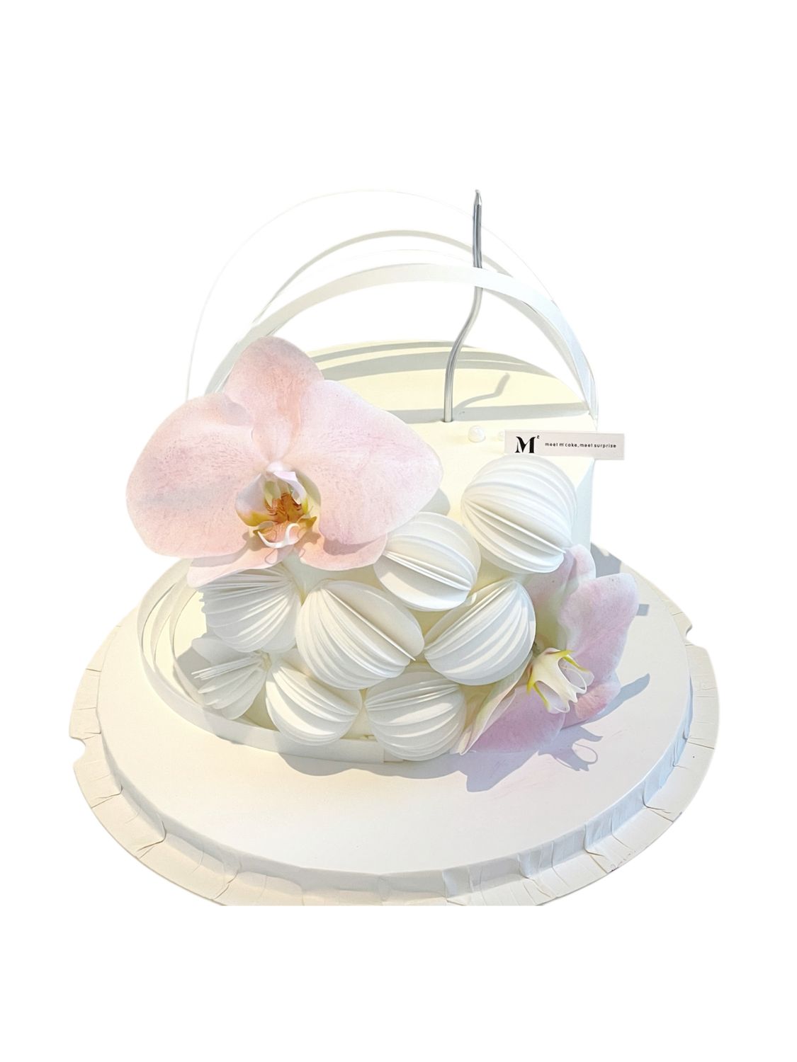 Blooming Orchid in White Cake