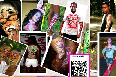 TEEN AND COLLAGE EVENTS FACE +HAND +BODYDESIGNS (TATTOO SIZE IMAGES) IN JAMAICA PER 1HR. PRICE IN USD
