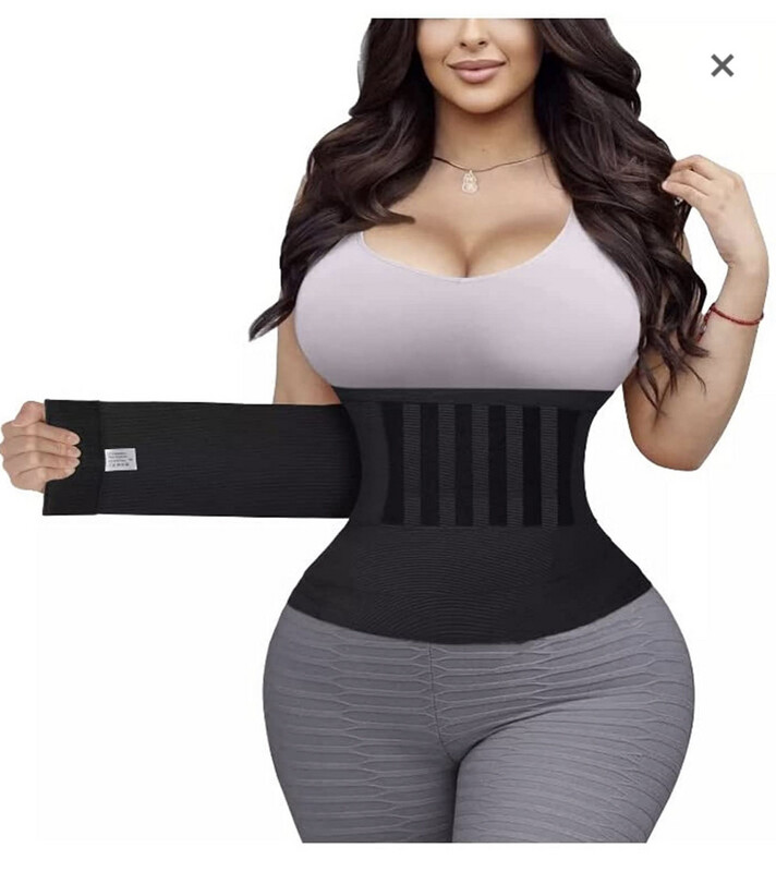 Real Curves | Waist Trainer For Women| Adjustable Waist Trainer Wrap for Women | Snatch Me Up Tummy Wrap Waist Trainer Belt for Belly Fat, Postpartum Recovery and Waist Compression Black, 4 Meters