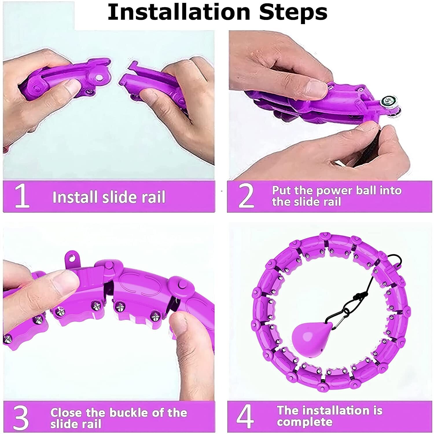 Smart Weighted Hoola Hoops, Fitness Hoop Weight Loss Hoola Hoops, Detachable Knots Adjustable Weight Auto-Spinning Ball Weight Loss