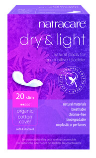 natracare organic pads | dry &amp; light slim | 20ct