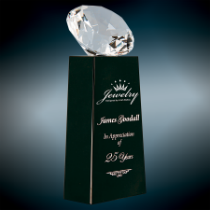 Crystal Diamond on Black Pedestal Base