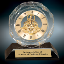 Crystal &amp; Gold Clock on Black Base