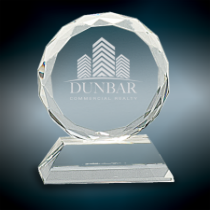 Round Facet Crystal on Clear Pedestal Base