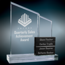 Crystal Perpetual Standup Plaque with Black Blocks