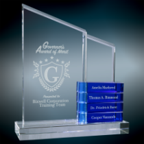 Crystal Perpetual Standup Plaque with Blue Blocks
