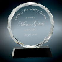 Large Round Facet Crystal on Black Base