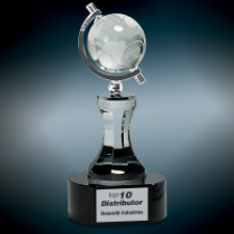 Crystal Spinning Globe with Clear Tower and Black Base