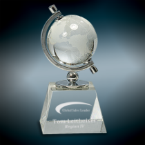 Crystal Spinning Globe on Clear Base