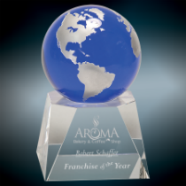 Blue Crystal Globe on Clear Base