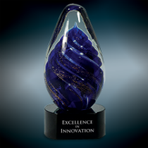 Blue Tear Drop Art Glass