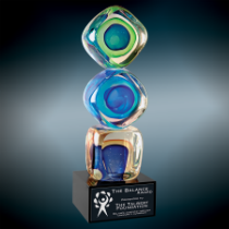 Stacked Blocks Art Glass with Black Base