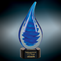 Blue Twist Raindrop Art Glass