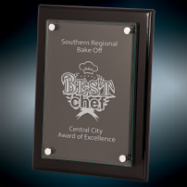 Black Piano Finish Floating Glass Plaque