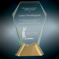 Gemstone Jewel Glass Award with Gold Metal Base