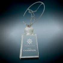 Crystal Golf Award with Metal Oval Figure