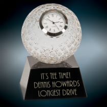 Crystal Golf Ball Clock on Black Base