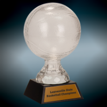 Glass Basketball on Black Marble Base