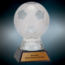 Glass Soccer Ball on Black Marble Base