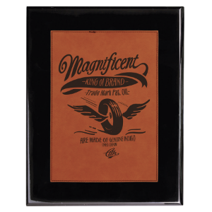 Piano Finish Plaque with Rawhide Leatherette Plate